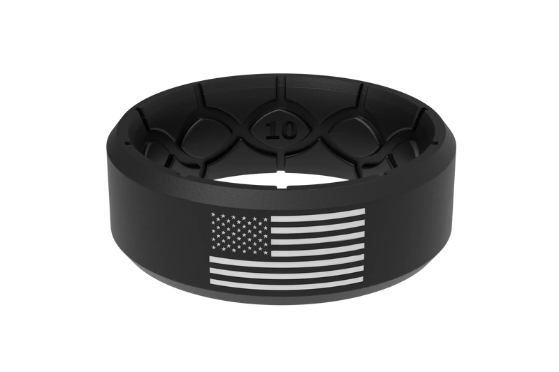 Edge Hero - America Black &amp; White Flag Ring